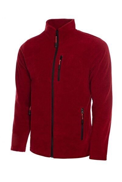 MAXIMILLIAN Erkek Polar Kırmızı Renk 3 Cepli Fermuarlı Bato Yaka Outdoor Polar