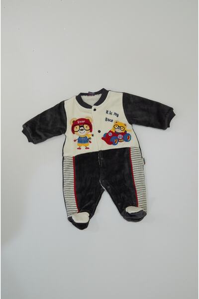 Baby Slon Kids Clup Kadife Kışlık Welsoftlu Erkek Tulum Arabalı Peluşlu