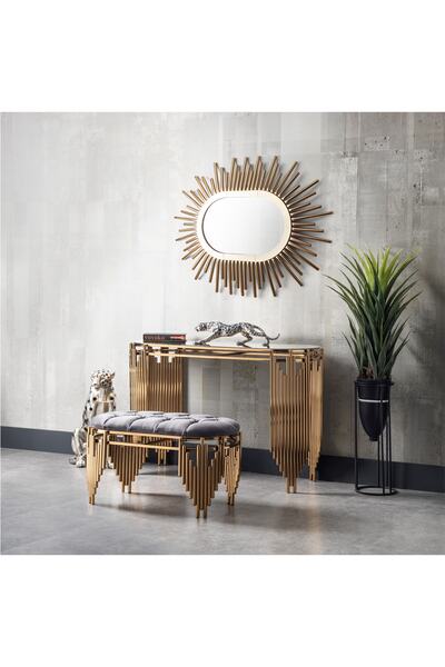 VOVOKO Dresuar Takım Ultra Lak Kaplama Dresuar Puf Ayna Dahil Takım Set 120cm