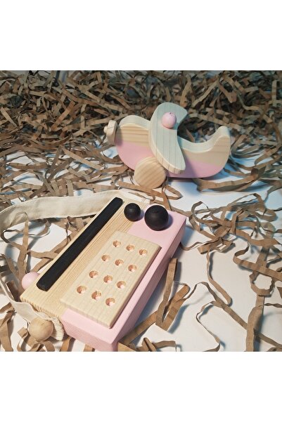 aswood راديو أطفال خشبي مصنوع يدويًا + مجموعة ألعاب طائرة للأطفال، لعبة مونتي...