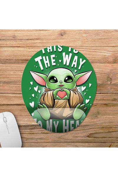 Pixxa Mandalorian Baby Yoda Grogu This Is The Way - نموذج لوحة ماوس مدعوم بالكاحل - بيضاوي واحد