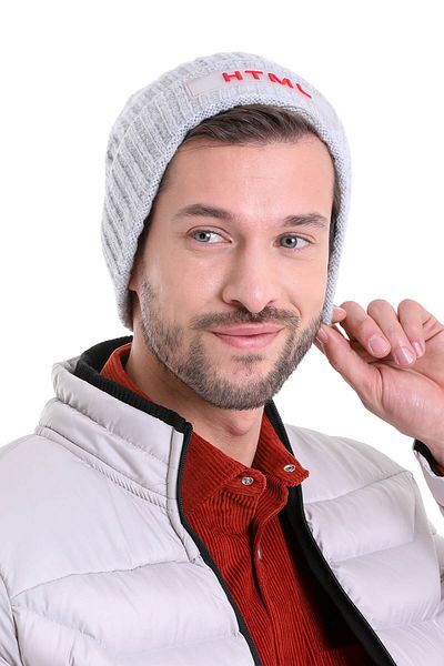 Hatemoğlu Ανδρικό γκρι απλό βαμβακερό πλεκτό μπερέ