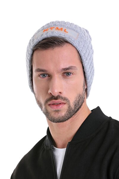 Hatemoğlu قبعة صغيرة قطنية رمادية داكنة محبوكة سادة