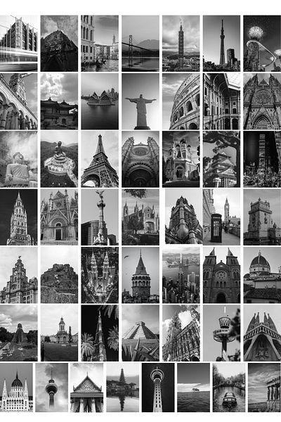 Postifull Σετ κολάζ Cities, Σετ αφίσας Aesthetic Countries, 50 τεμάχια 10*15 cm, Σετ κουτί με δώρο ταινίας