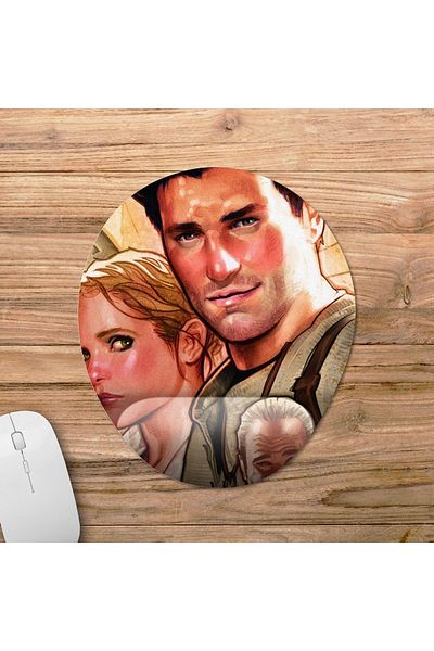 Pixxa لوحة ماوس Uncharted 3 مع مسند للمعصم - موديل 3 بيضاوي