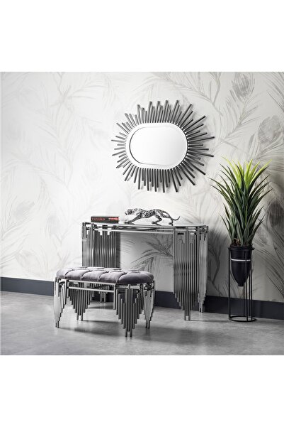 VOVOKO Dresuar Takım Ultra Lak Kaplama Dresuar Puf Ayna Dahil Takım Set 120cm