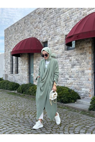 NS Moda Hijab Cross Kangaroo Tunic Mint Model-417
