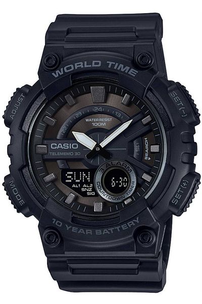 Casio New Aeq-110w-1bvdf Wristwatch with Box 2 Years Warranty