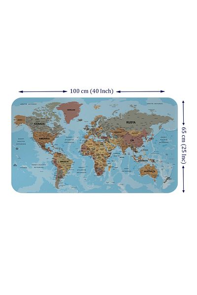 lilafil Turkish Educational Country And Capital Ocean Detailed Atlas Decorative World Map Wall Sticker