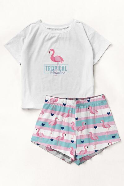 PEMBİŞ HOMEWEAR Zezex Flamingo Super Soft Shorts Set