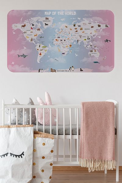 lilafil Educational World Map - Kids and Baby Room Wall Sticker
