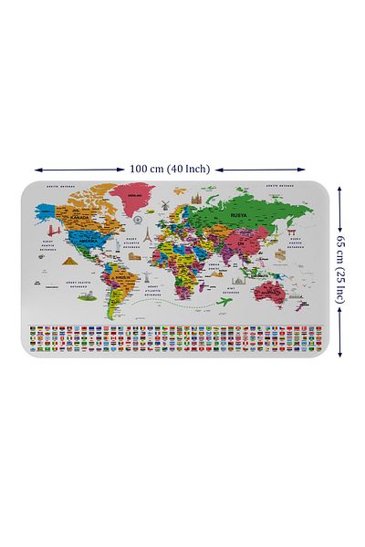 lilafil Educational - Tutorial World And Turkey Map Children's Room Wall Sticker 3885