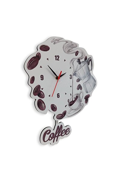 CajuArt Coffee Bean Teapot Swinging Pendulum Kitchen Wall Clock