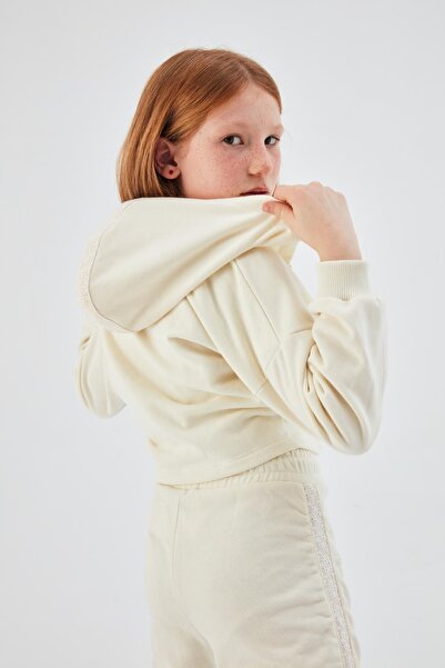 Tyess Girl's Ecru Tracksuit Top 23psstj4403