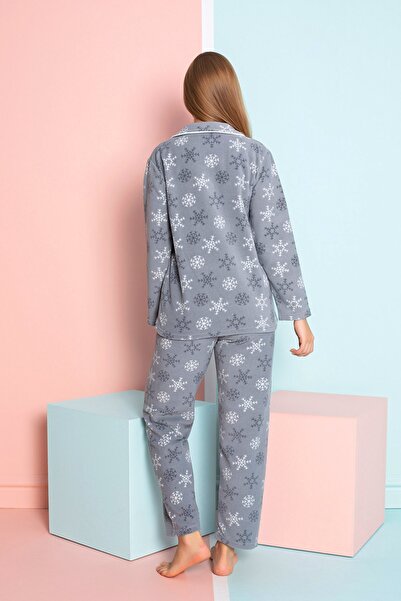 nisaNCa Women's Winter Welsoft Plush Fleece Buttoned Pajama Set