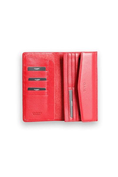 GUARD Red Genuine Leather Women's Wallet with Phone Slot P2223
