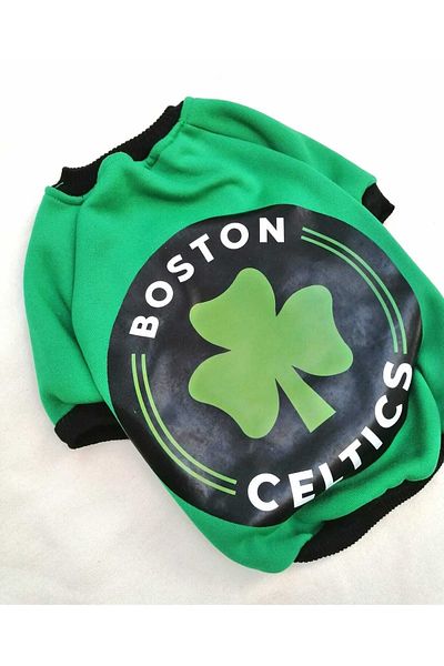 PATİBÖR Boston Patterned Green 100% Cotton Fabric Cat Dog Clothes & Dress Sweatshirt