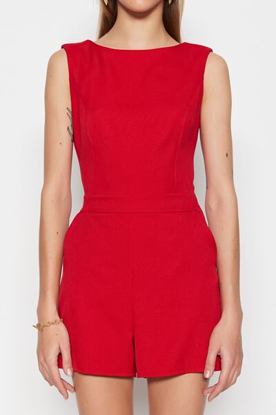 Trendyol Collection Red Mini Woven Jumpsuit TWOSS23TU00083