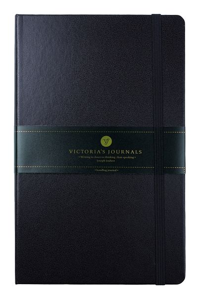 Victoria's Journals Venzi Classic Vegan Leather Hard Covered Non-Lined Notepad 19x25 Cm Black