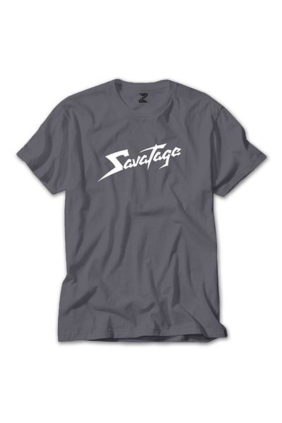 Z zepplin Savatage Logo Text Grey T-shirt