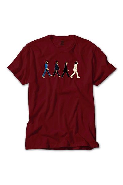 Z zepplin Κόκκινο T-shirt The Beatles Abbey Road Cartoon