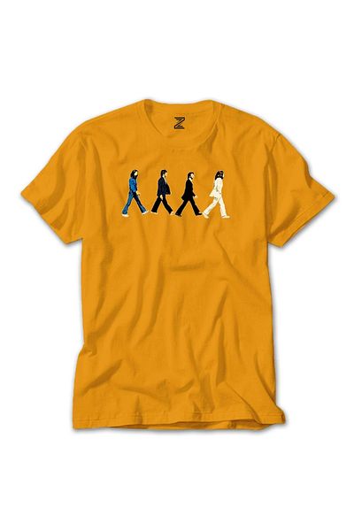 Z zepplin Κίτρινο T-shirt The Beatles Abbey Road Cartoon