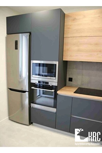 KRCDİJİTAL Mat Gri Dolap Kaplama Folyosu 40cm X 1m Kendinden Yapışkanlı