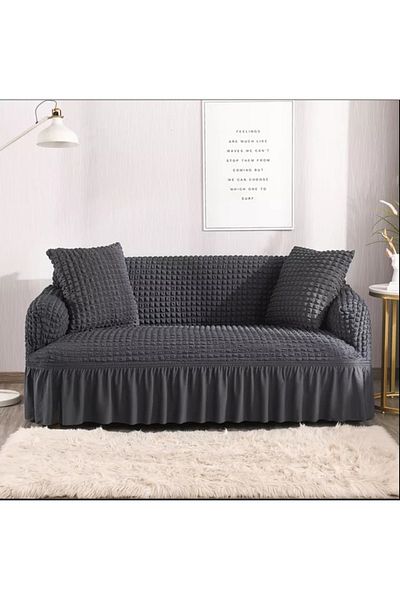 Güzel Aral Anthracite Single 3Pcs/Ga290 - Wrapped Seat and Sofa Cover, Elastic