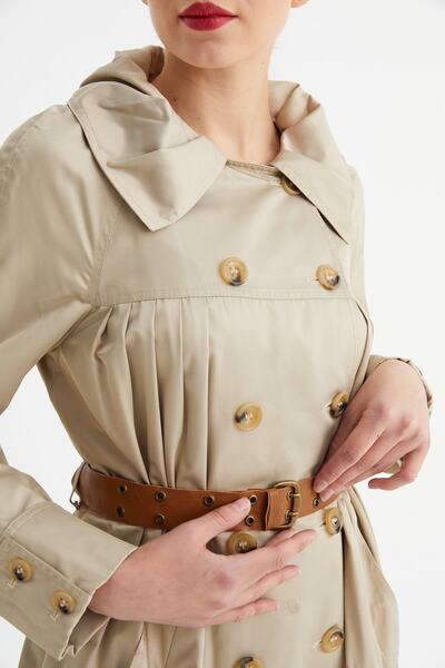 Balizza Blz-deri Kemerli Düğme Detaylı Trençkot