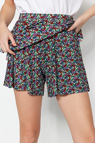 Trendyol Collection Vícebarevné pletené šortky s vysokým pasem s vysokým pasem sukně TWOSS23SR00060