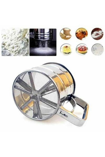 Hilamingo Home Flour Sieve Press Sugar Powder Sieve + Steel Egg Beater + Egg Brush + Silicone Spatula