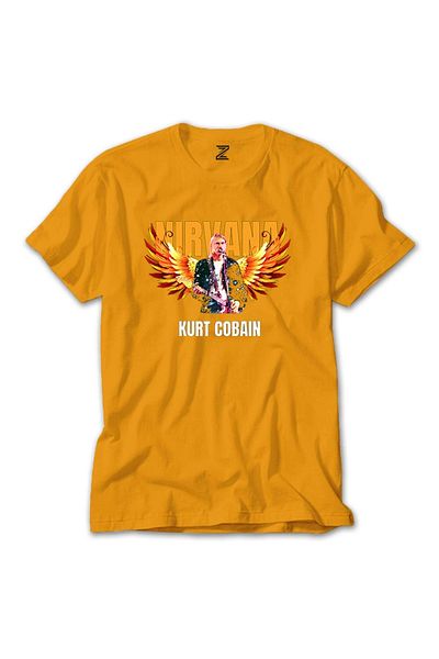 Z zepplin Κίτρινο T-shirt Nirvana Kurt Cobain Guitar Angel