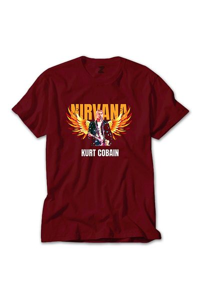 Z zepplin Nirvana Kurt Cobain Guitar Angel Red T-shirt