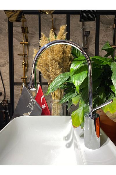 İSAOĞLU YAPI Kitchen Faucet Silver Sink Faucet Drop Design Modern Design Bathroom And Kitchen Faucet