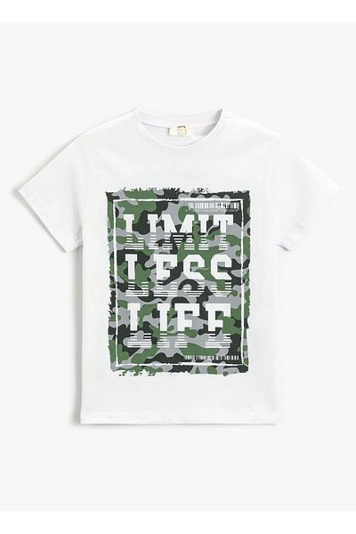 Koton Printed White Boy T-shirt 3skb10029tk