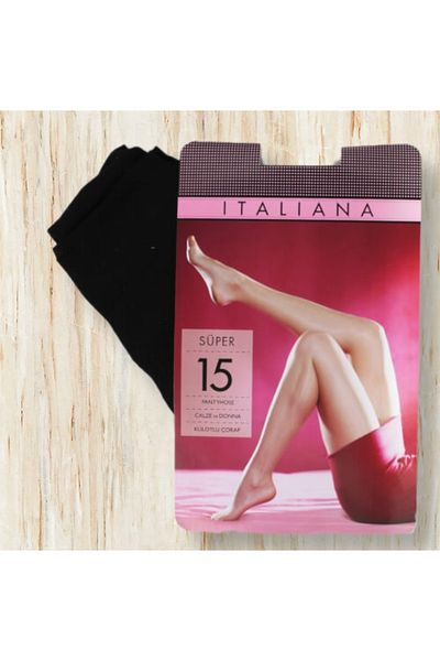 İTALİANA Чорапогащи Super 15, 6 броя, черни, 1111