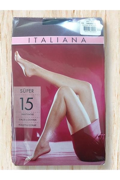 İTALİANA Чорапогащи Super 15, 6 броя, черни, 1111