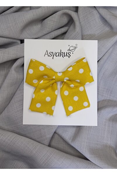asyakuş Yellow White Polka Dot Bow Automatic Buckle