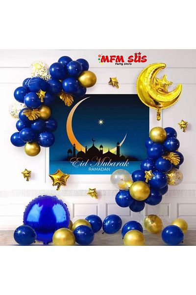 MFM Party Moon Star Gold Foil Chain Balloon Set