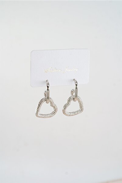 By Zeyna Aksesuar Kadın Özel Tasarım Sallantılı Kalp Model Küpe