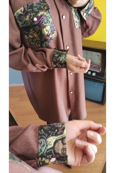 DESEO BOUTIQUE Kadın Gül Renk Yaka-cep Ve Manşeti Özel Kumaştan Std Beden(S-M...