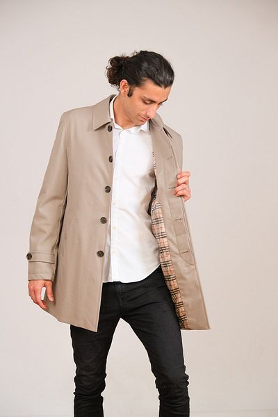 Witwork Beige Trench Coat - Jacket Collar and Hidden Buttons