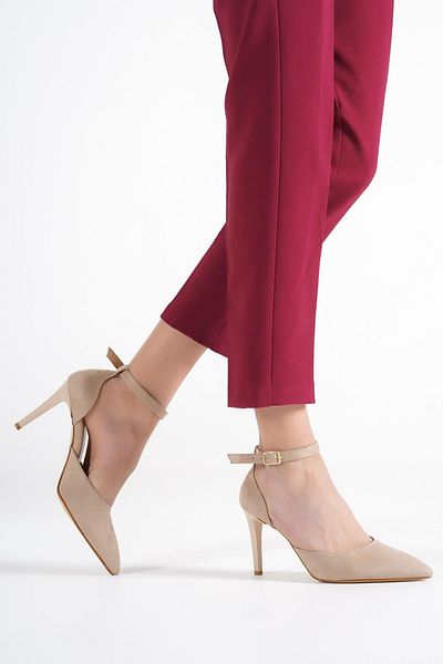 Modabuymus Lopez Ten Suede Stiletto Ankle Strap Heeled Shoes