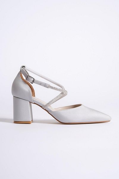 Modabuymus Pantofi rochii de seara cu bijuterii argintii Alice Stiletto cu toc gros