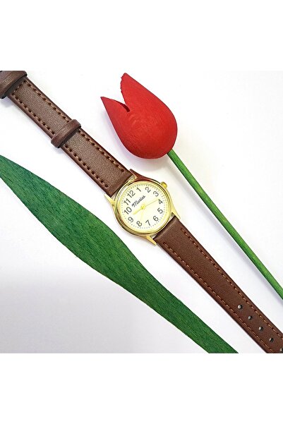 Marlas Retro Women's Wristwatch, Vintage Design, Classic Design, Gold / Gold Color, Minimal, With Strap