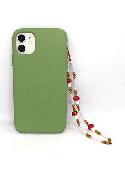 Elila Design Mushroom Mushroom Beaded Phone Strap, Phone Charm