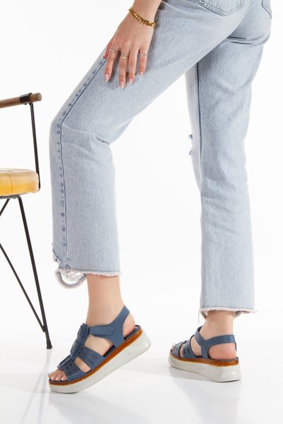 İLOLİCA Inner Outer Genuine Leather Orthopedic Sole Comfort Women's Sandals