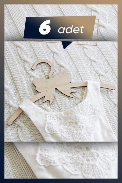 Wooden Mdf Children's Hanger 6 Pieces Ribbon Hanger Baby Hanger