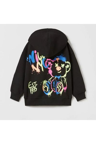 Machetta Nyc Nice Est 1975 Neon Teddy Bear Printed Oversize Hoodie - Girl - Boy Hoodie