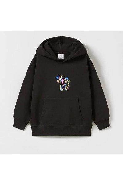 Machetta Nyc Nice Est 1975 Neon Teddy Bear Printed Oversize Hoodie - Girl - Boy Hoodie